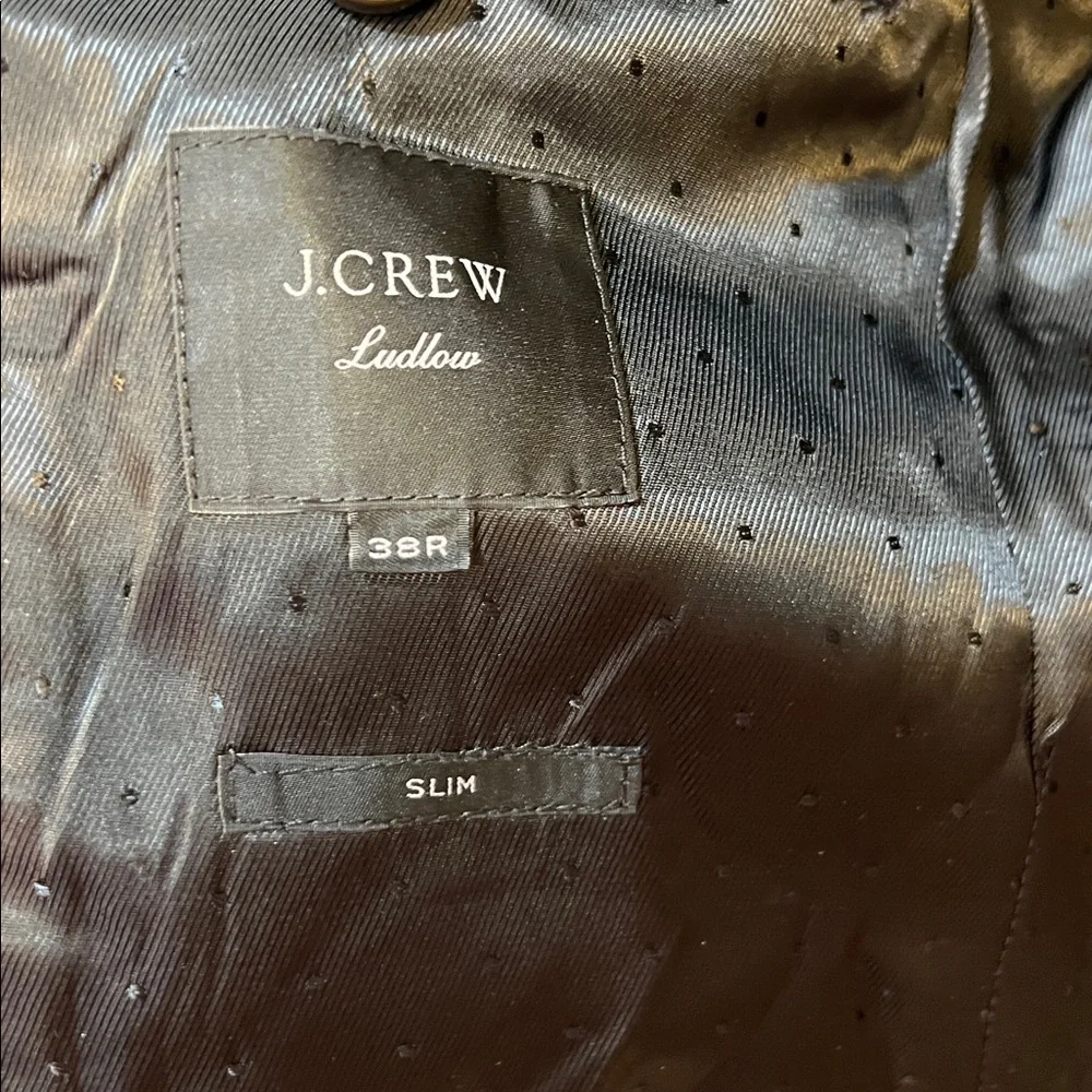 J. Crew Ludlow Blazer Tweed Plaid 38R wool navy slim - Picture 5 of 7